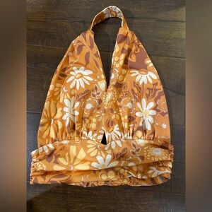 Princess Polly Orange and White Floral halter top, size 6